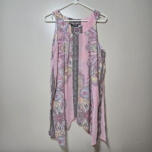 Roz & Ali Women's Pink Paisley Sleeveless Blouse Size L Casual Summer Top